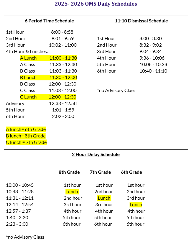 Schedule 25-26